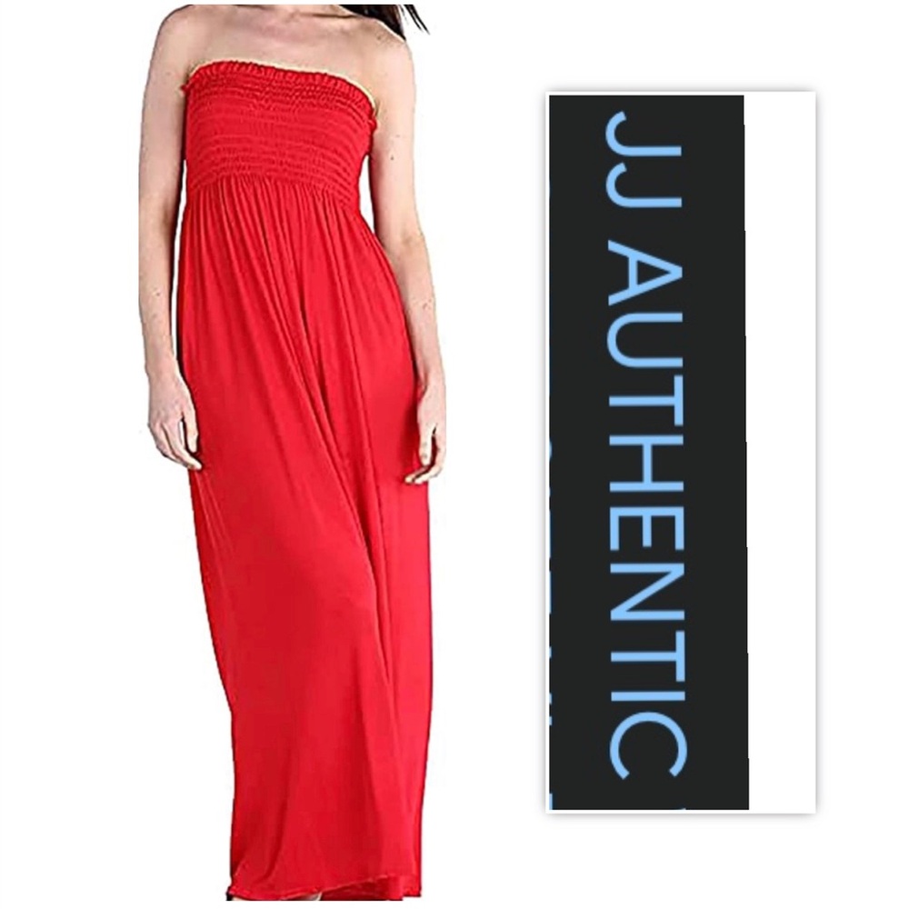 JJ Authentic Boob Tube Bandeau Strapless Maxi Dress